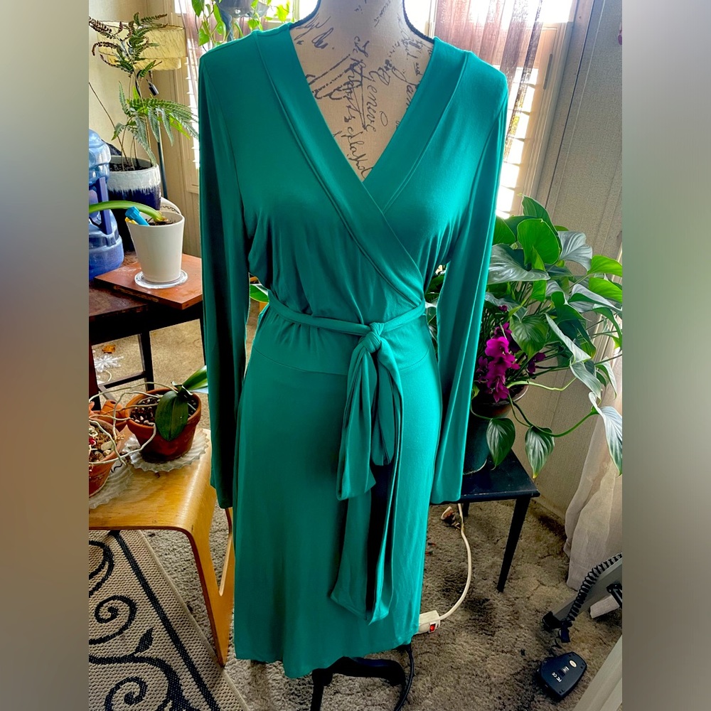 Green wrap dress